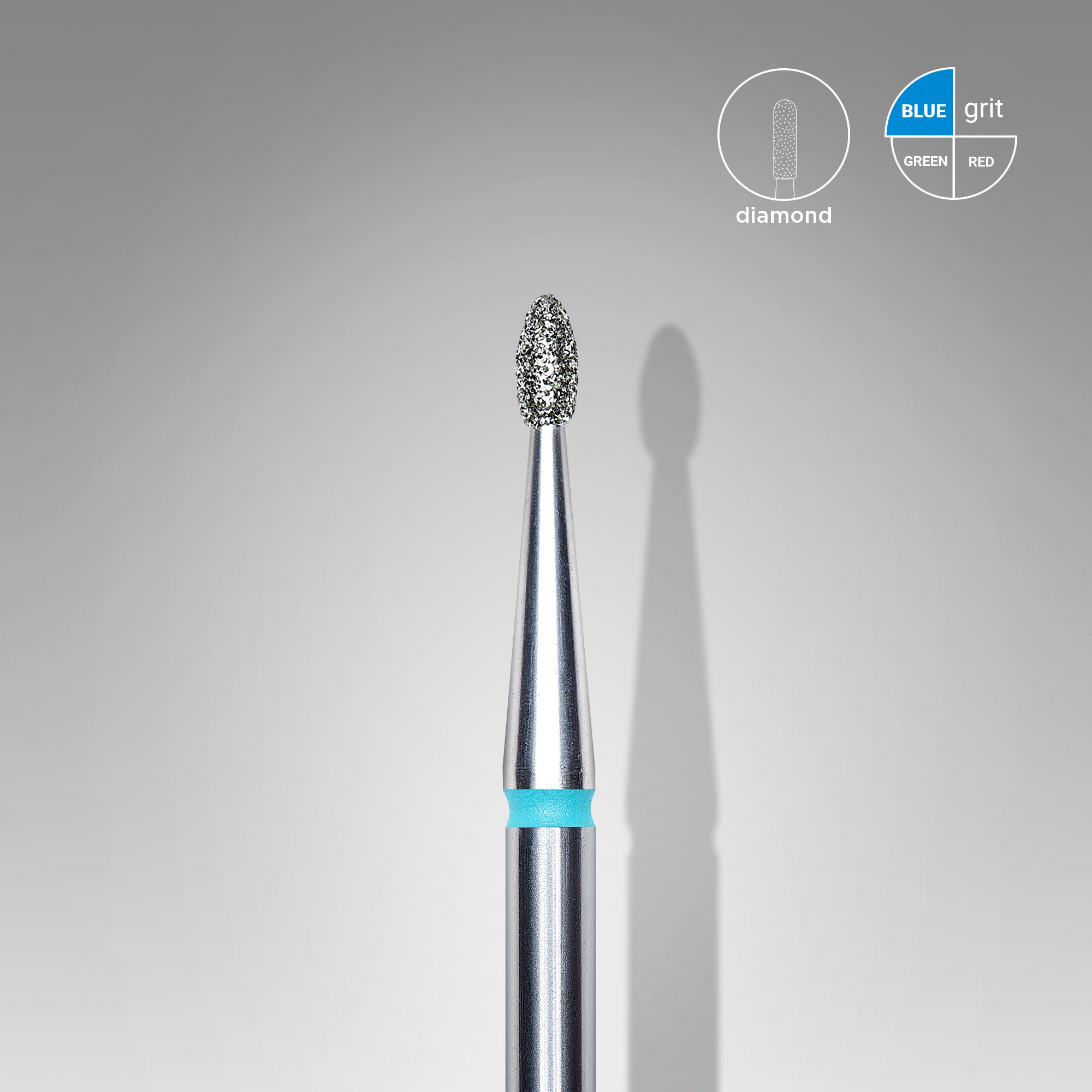 Diamond nail drill bit, rounded "bud" , blue, head diameter 1.6 mm/ working part 3.4 mm image 0